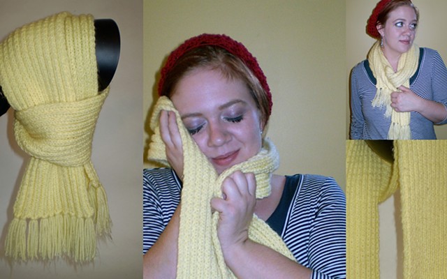 hand-knit scarf with tassels by ashley seaman