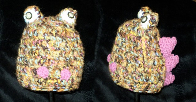 hand-crocheted monster baby hat