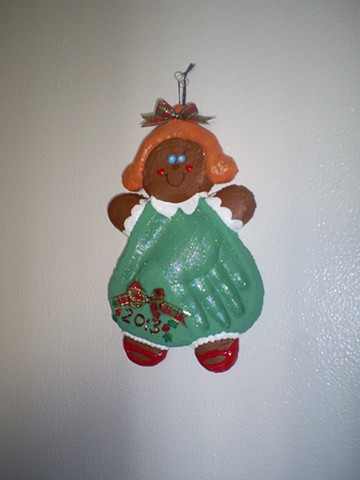 handmade salt dough impression gingerbread girl ornament