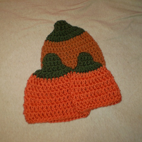 hand-crocheted pumpkin baby hat by ashley seaman