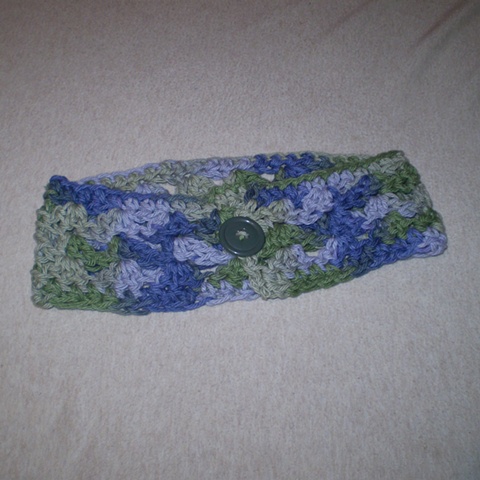 hand-crocheted shell pattern button headwrap by ashley seaman