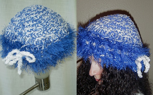 hand-crocheted hat with tie by ashley seaman