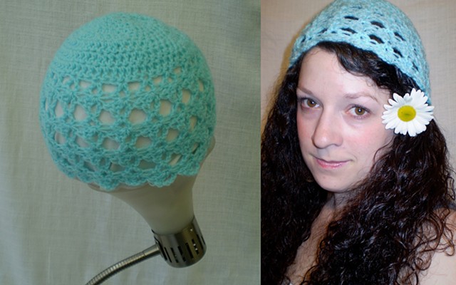 hand-crocheted shell pattern hat by ashley seaman