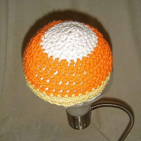 hand-crocheted candy corn baby hat