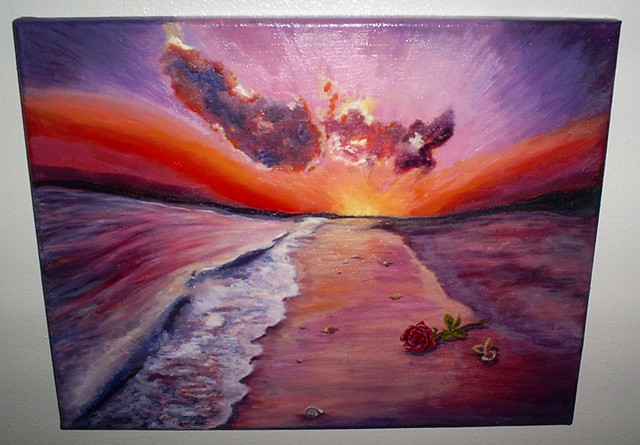 custom oil painting beach sunset by ashley seaman