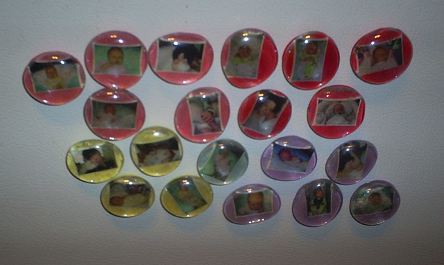 glass marble baby photo magnets by ashley seaman