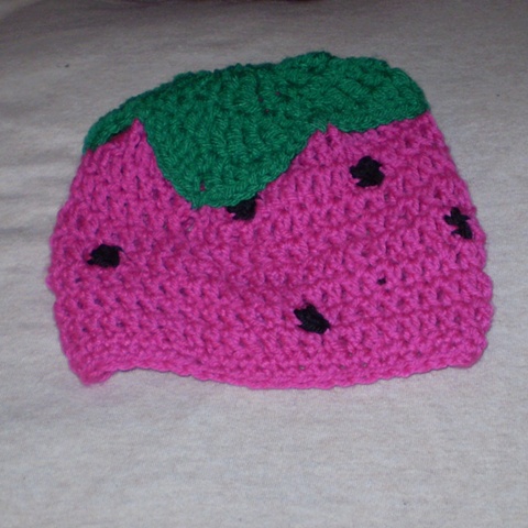hand-crocheted strawberry crocheted hat