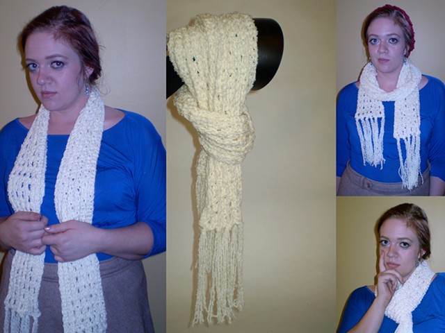 hand-crocheted scarf with tassels by ashley seaman