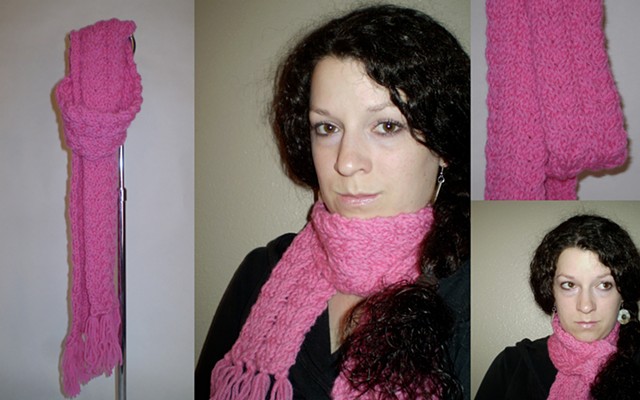 hand-knit cable pattern scarf with tassels by ashley seaman