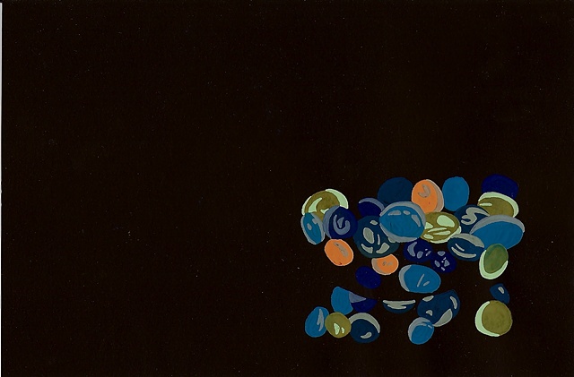 fishbowl marbles gouache painting by ashley seaman