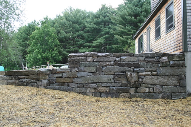 granite retaining wall w/ stiles