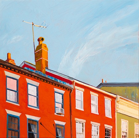 A commissioned oil painting of State St, Newburyport, Massachusetts.