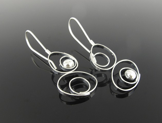 Sterling Silver Modern Asymmetrical Earrings 