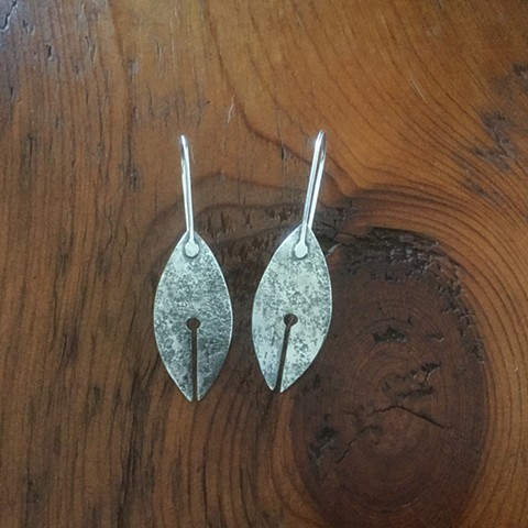 Sterling silver earrings vesicas with line 