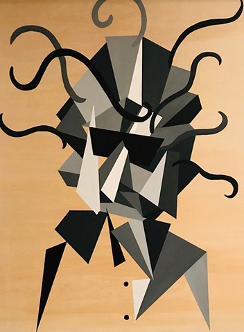 Painting Bob Dylan Rock Icon Musician Geometric Painting Acrylic Portrait by John Jodzio 
