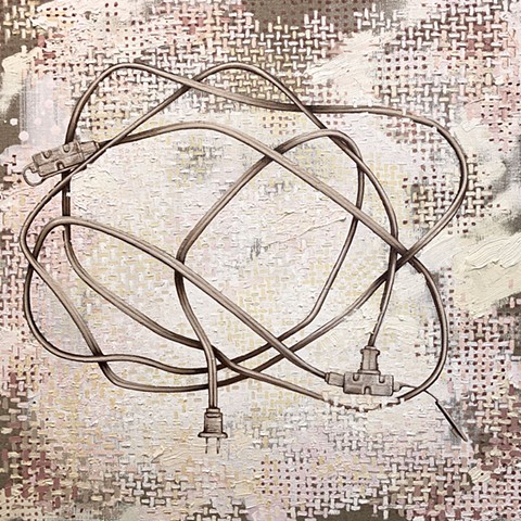 Extension Cord, 2021, oil and acrylic on stretched linen, 20" x 20"