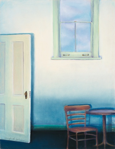 Room Interior with Table, Chair and Window. Pastel on Canson paper.