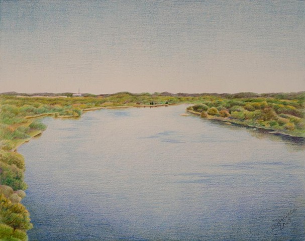 Realistic landscape.  View of the Wisconsin River from Ferry Bluff.
