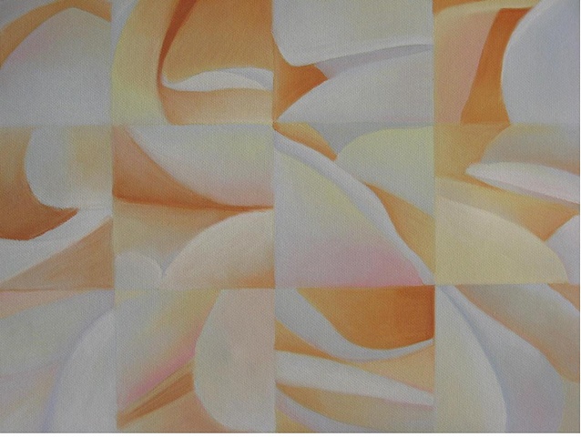abstract, grid, floral  Grid-like abstract design based on peonies, pastels on Canson paper.