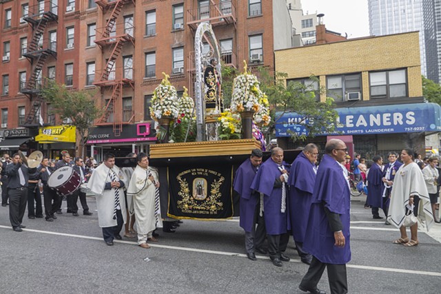 Procession in honor of St. Martin de Porres on 9th Avenue, New York City