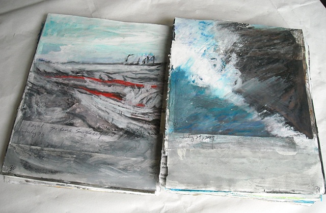 Kilauea Volcano Journal-update pages -painted into photos
