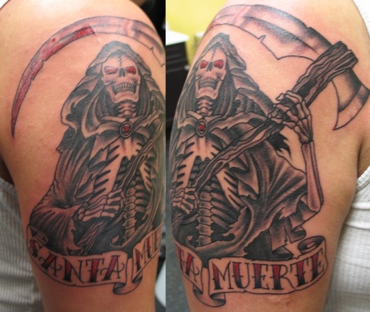 Peter McLeod Tattoo Tradtional Grim Reaper Santa Muerte