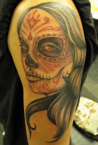 Peter McLeod Tattoo day of the dead girl face tattoo