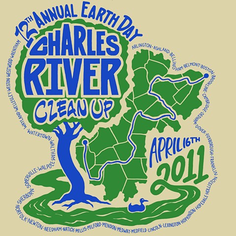 Charles River Cleanup Event T-shirt Design
