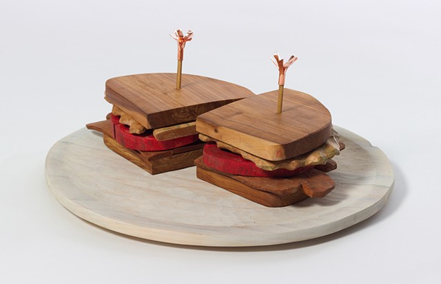 Carved and constructed sandwich sculpture by Lin Lisberger