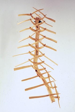 Wood sculpture about rib cages by Lin Lisberger