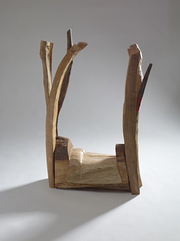 Carved wood sculpture referencing a W.S. Merwin poem by Lin Lisberger