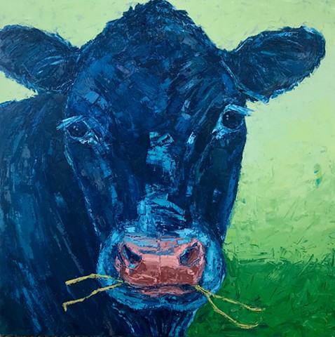 Mary Temple Grandin - blue cow, 36" x 36" original