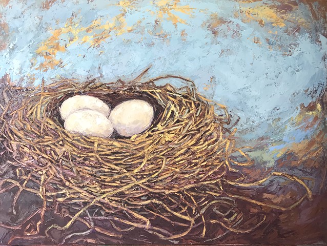 Bird Nest Art, original oil