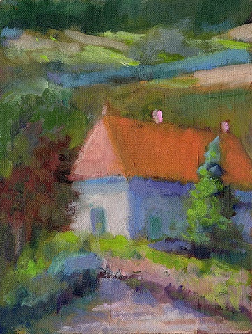 shelley lowenstein plein air oil painting landscape Burgundy France Beaune Santenay village