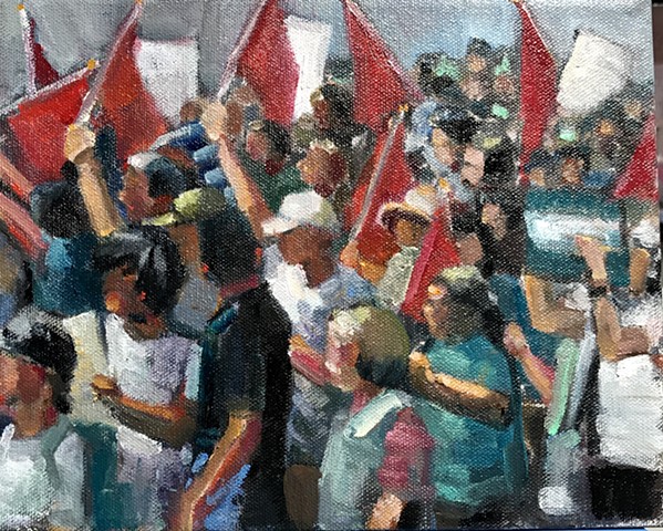 shelley lowenstein abstracted realism oil gesture figurative painting washington dc DACA protest 
