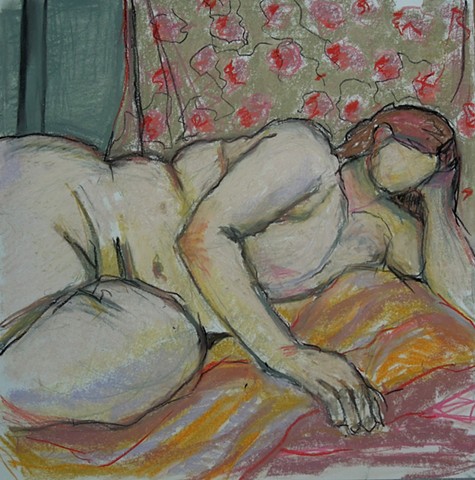 shelley lowenstein oil gesture figurative painting nude reclining