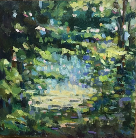 shelley lowenstein plein air oil painting Butlers Orchard Maryland field landscape forest to meadow