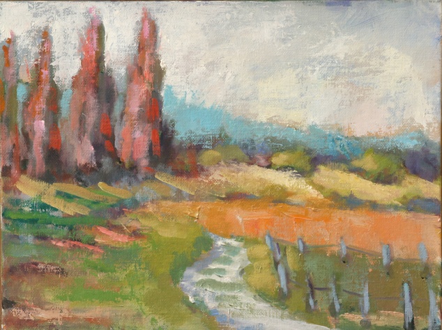plein air oil painting landscape burgundy france Beaune Santenay fields by shelley lowenstein