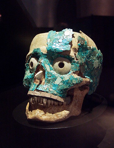 Pre Columbian Skull with Turquoise, Oaxaca 0525