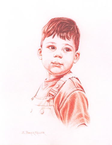 Conte Crayon Portrait of a Young Boy by Sally Baker Keller