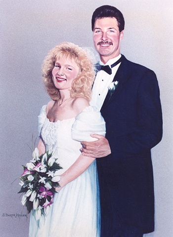 Pastel Portrait of Wedding Couple by Sally Baker Keller