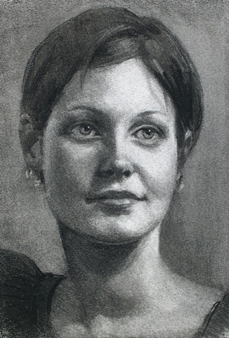 Charcoal Portrait of Young Woman by Sally Baker Keller