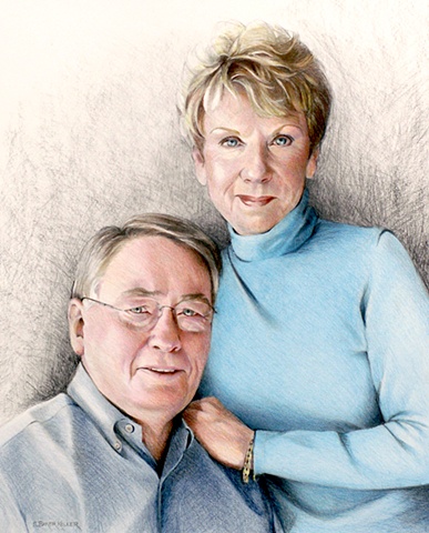 Colored Pencil Portrait of Couple by Sally Baker Keller