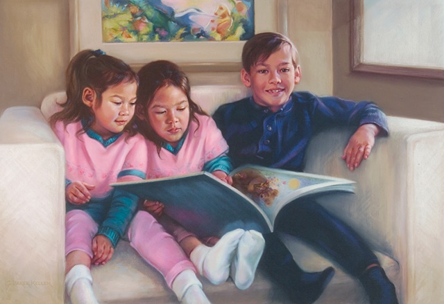 Pastel Portrait of Three Young Children by Sally Baker Keller