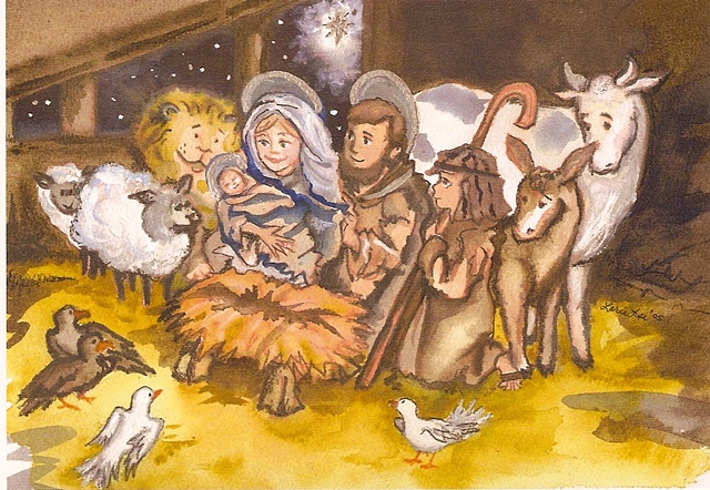 Used as a Program cover for a children's Christmas program, and later as a Christmas card.