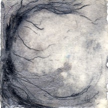 silver encaustic and charcoal on handmade paper