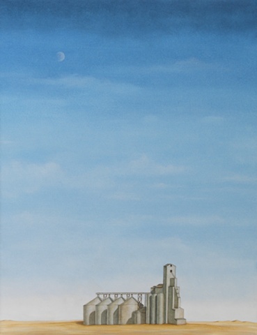 Oil painting of Landscape and Silo by female artist Karen S. Purdy