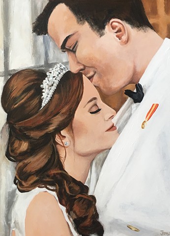 wedding portrait, custom art, portrait artist, beautiful colors. art