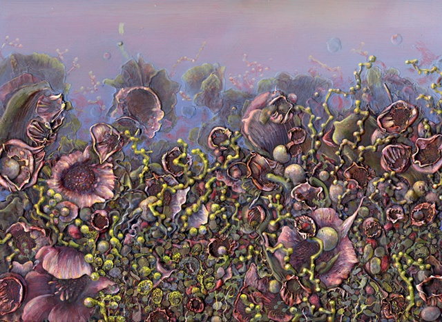 flowers plants flora organic abstraction surface excess oil paint 