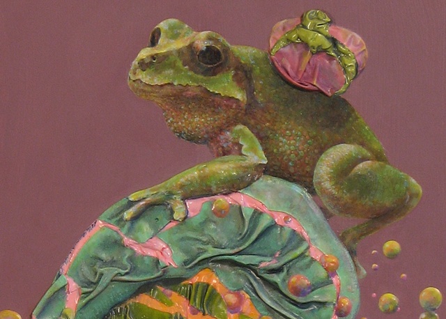 abstraction surface excess oil paint realism frog